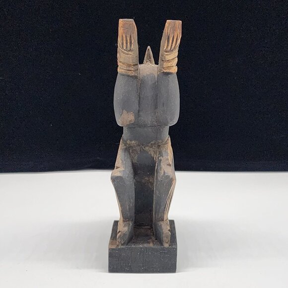 Vintage Hand Carved Wooden Dragon Figure With Colorful Gem Eyes & Accents Boho - Picture 3 of 10